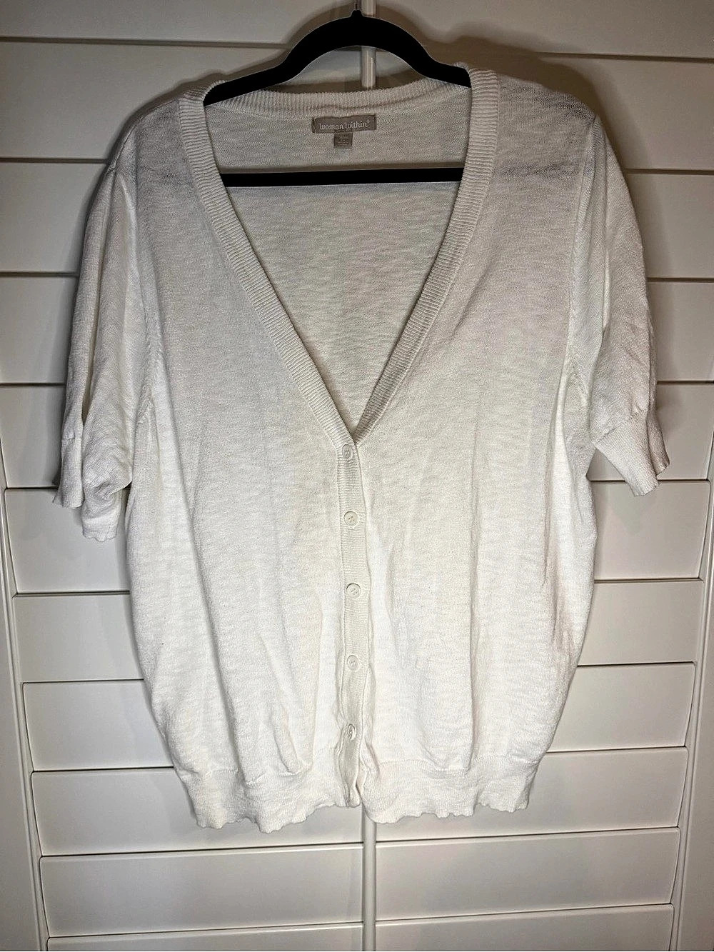 Woman Within Women's Knit Cardigan White 1X